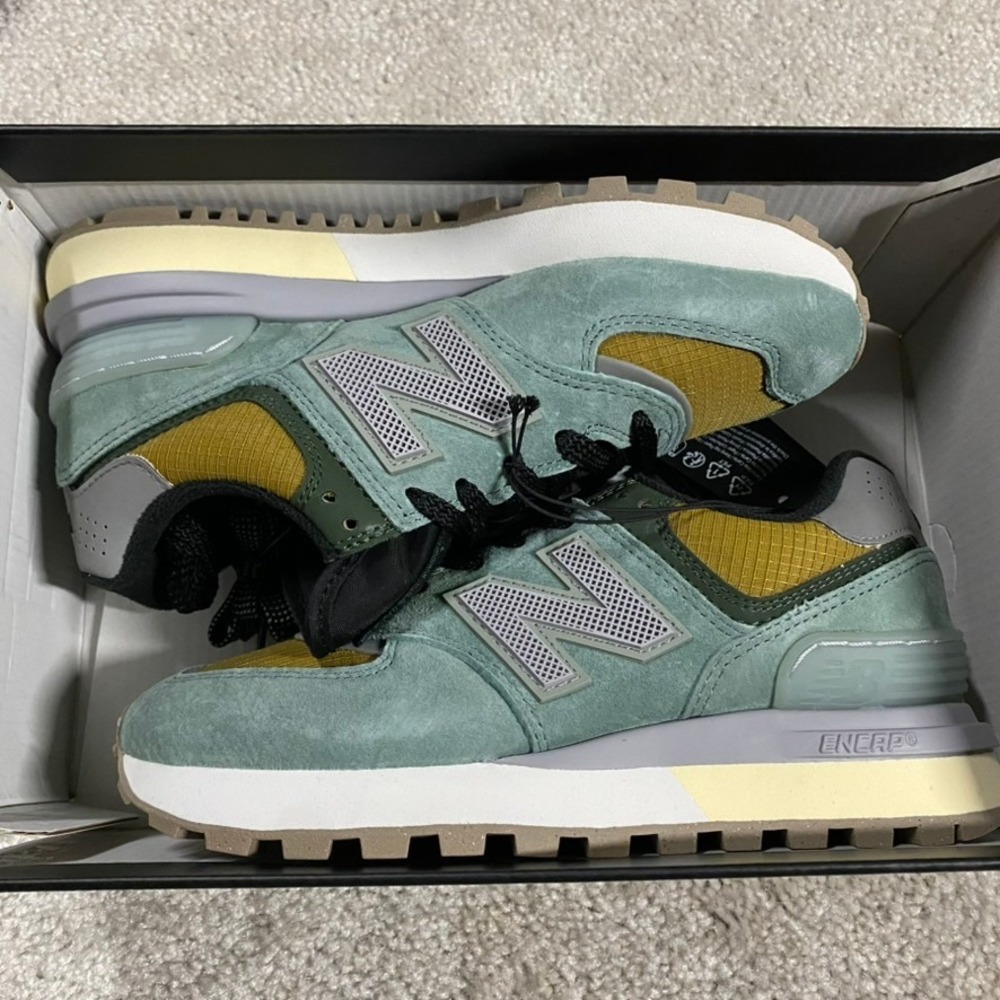 Stone Island x New Balance 574 Legacy Green Yellow U574LGTN Womens 6 Mens 4.5